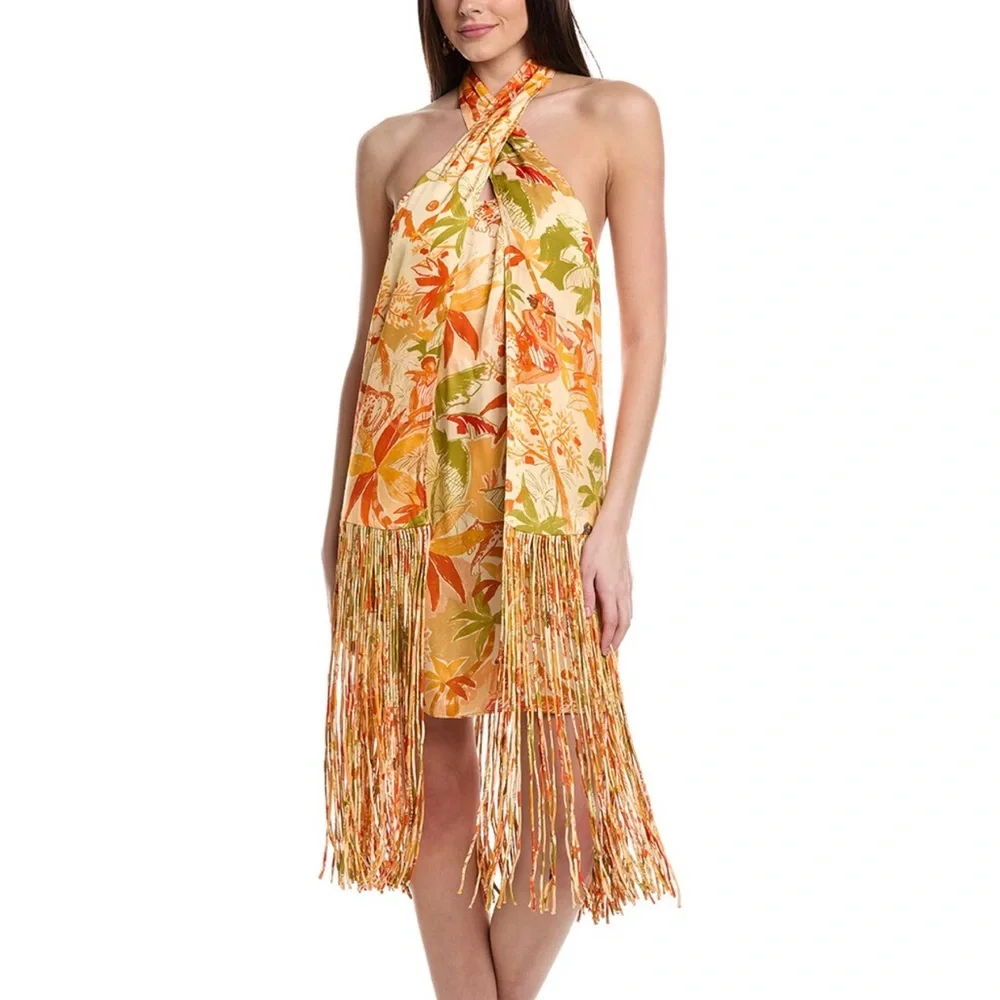Farm Rio Leopard Forest Sand Mini Dress - Picture 1 of 2